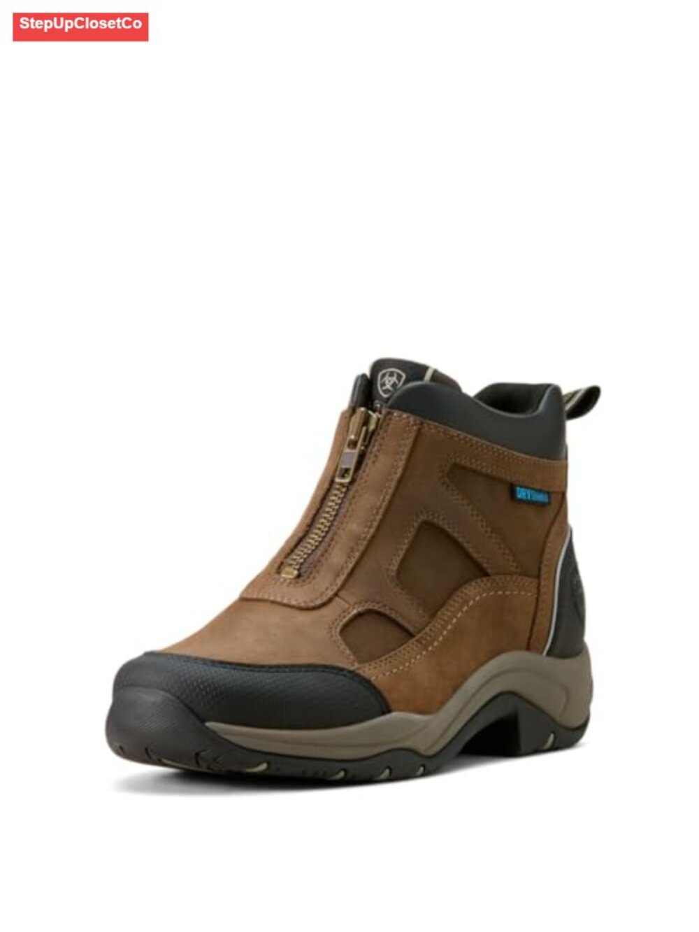 Waterproof Zip Leather Hiking Boot Round Toe Calf High Riding